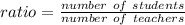 ratio=\frac{number\ of\ students}{number\ of\ teachers}\\