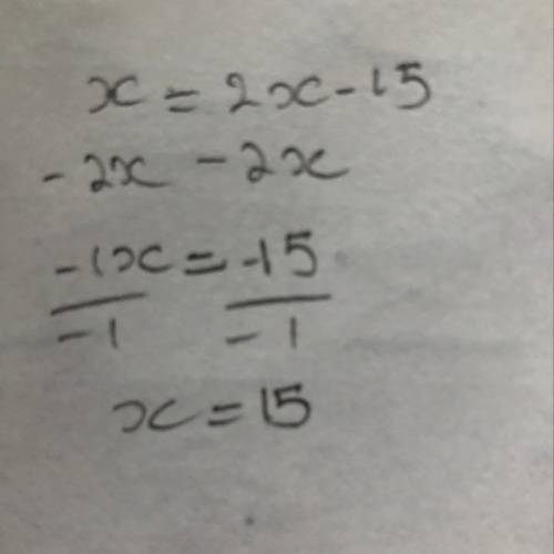 If an acute angle of an isosceles right triangle measures (2x-15), what is the value of x?