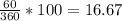 \frac{60}{360}*100 =16.67