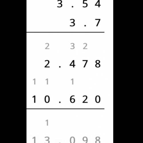 What is the product of 3.54 and 3.7? show work / explain please!