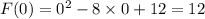 F(0)=0^2-8\times 0+12=12