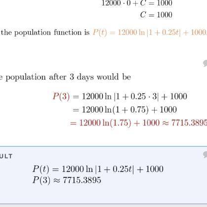 A population of bacteria P is changing at a rate based on the function given below, where t is time