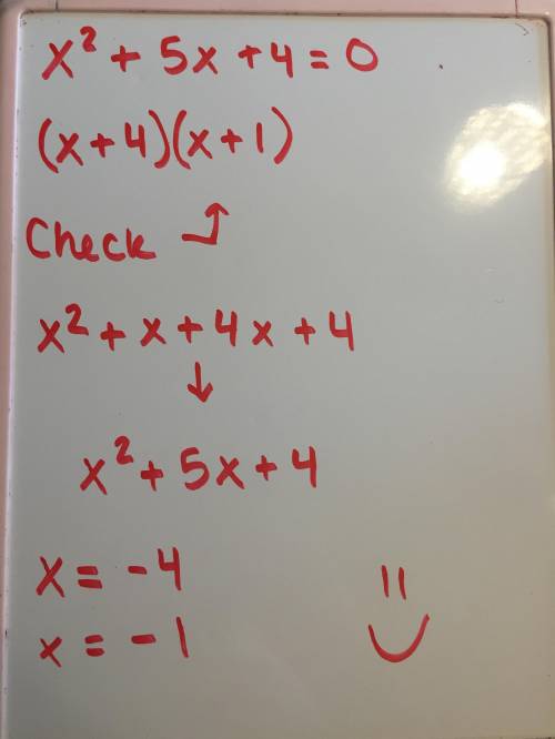 x^2+5x+4=0 how do I factor this because Im trying to solve quadratic equations by factoring and i do