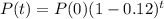 P(t) = P(0)(1-0.12)^{t}