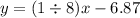 y = (1 \div 8)x - 6.87