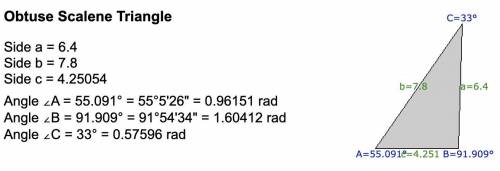 In ΔDEF, d = 6.4 inches, e = 7.8 inches and ∠F=33°. Find the length of f, to the nearest 10th of an