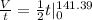 \frac{V}{t} = \frac{1}{2}t |\limits^{141.39}_0