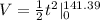 V = \frac{1}{2}t^2 |\limits^{141.39}_0