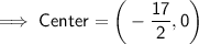 \sf\implies \pink{ Center = \bigg( -\dfrac{17}{2},0\bigg) }