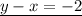 \underline{y-x=-2}