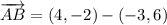 \overrightarrow{AB} = (4,-2) - (-3,6)