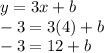 y=3x+b\\-3=3(4)+b\\-3=12+b
