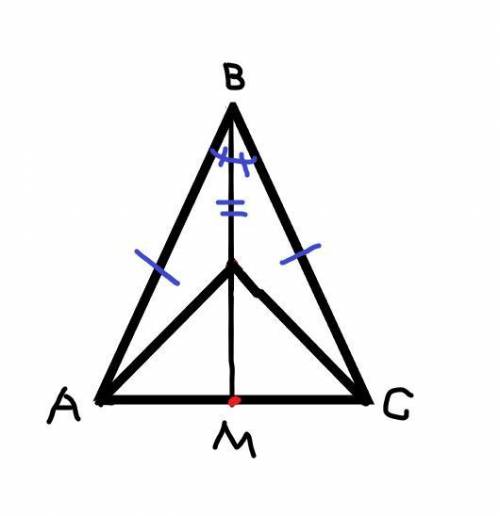 In isosceles triangle ∆abc, bm is the median to the base ac . point d is on bm . prove the following