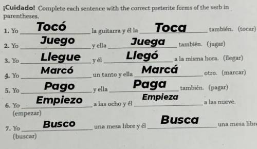 Can a spanish speaking person please give me the answers