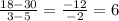 \frac{18 - 30}{3 - 5} = \frac{-12}{-2} = 6