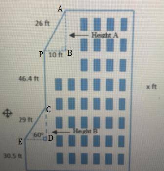 Zamir needs to determine the height of the building

What’s the Height “A”
What’s Height “B” 
What’s