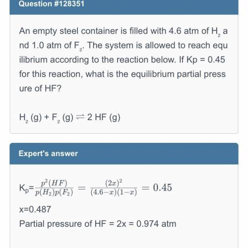 An empty steel container is filled with 2.0 atm of H₂ and 1.0 atm of F₂. The system is allowed to re