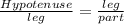 \frac{Hypotenuse}{leg} = \frac{leg}{part}