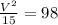 \frac{V^2}{15} =98