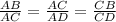 \frac{AB}{AC}=\frac{AC}{AD}= \frac{CB}{CD}