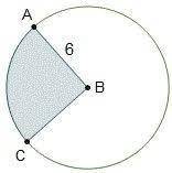 The measure of central angle ABC is StartFraction pi Over 2 EndFraction radians. What is the area of