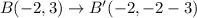 B(-2,3)\to B'(-2,-2-3)