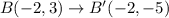 B(-2,3)\to B'(-2,-5)