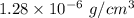 1.28\times 10^{-6}\ g/cm^3