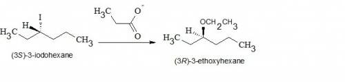 Draw the product you expect from the reaction of (s)-3-iodohexane with ch3co2-. be sure to show ster