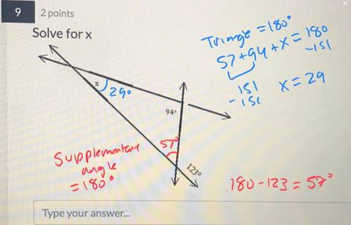 Solve for the x in the figure below