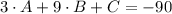 3\cdot A + 9\cdot B + C = -90