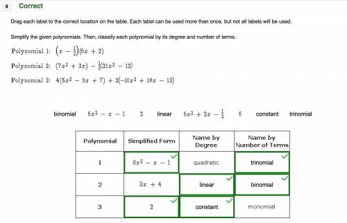 Pls help

Simplify the given polynomials. Then, classify each polynomial by its degree and number of