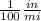 \frac{1}{100}\frac{in}{mi}