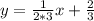 y =  \frac{1}{2*3}x+ \frac{2}{3}