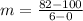 m = \frac{82-100}{6-0}