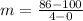 m = \frac{86-100}{4-0}