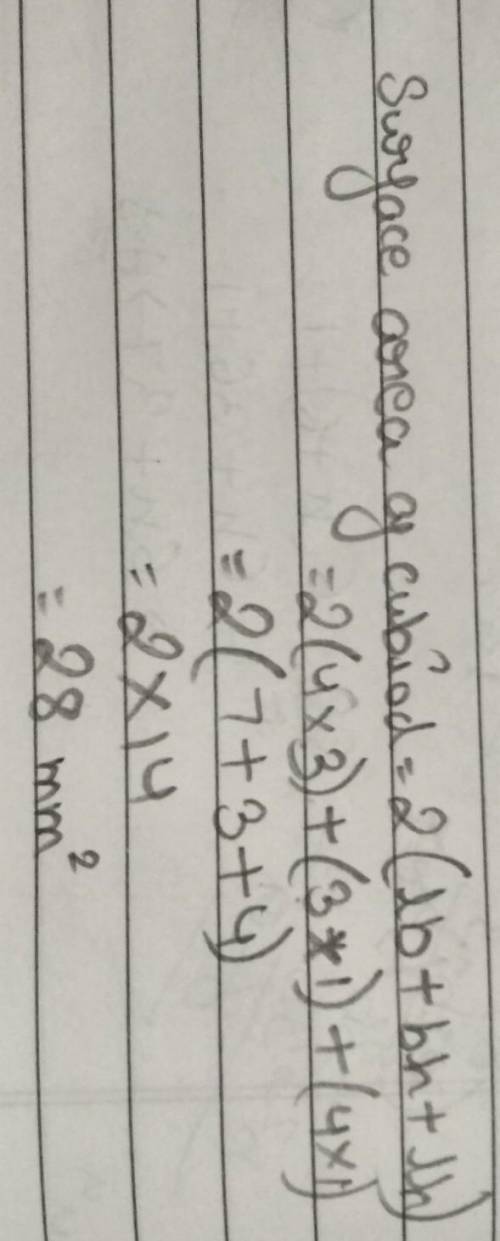 What is the surface area? 4 mm 3 mm 1 mm​