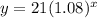 y = 21(1.08)^x