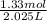 \frac{1.33 mol}{2.025 L}