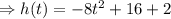 \Rightarrow h(t)=-8t^2+16+2