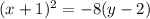 (x+1)^2 = -8(y-2)