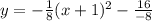 y = -\frac{1}{8}(x+1)^2 - \frac{16}{-8}