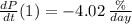 \frac{dP}{dt} (1) = -4.02\,\frac{\%}{day}