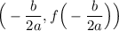 \displaystyle \Big(-\frac{b}{2a},f\Big(-\frac{b}{2a}\Big)\Big)