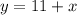 y = 11 + x