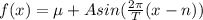 f(x) = \mu+ Asin(\frac{2\pi}{T}(x -n))