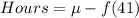 Hours= \mu - f(41)