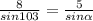 \frac{8}{sin103}=\frac{5}{sin\alpha }