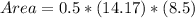 Area = 0.5 * (14.17) * (8.5)