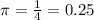 \pi = \frac{1}{4} = 0.25